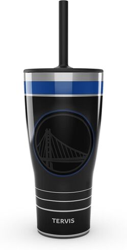 كوب سفر Tervis Traveler NBA Golden State Warriors - Night Game ثلاثي الجدران المعزول يحافظ على المشروبات باردة وساخنة، 30oz مع غطاء من القش، من الفولاذ المقاوم للصدأ in Kuwait