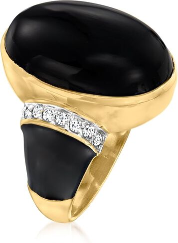 Ross-Simons Onyx and .22 ct. t.w. Diamond Ring With Black Enamel in 18kt Gold Over Sterling in Saudi Arabia