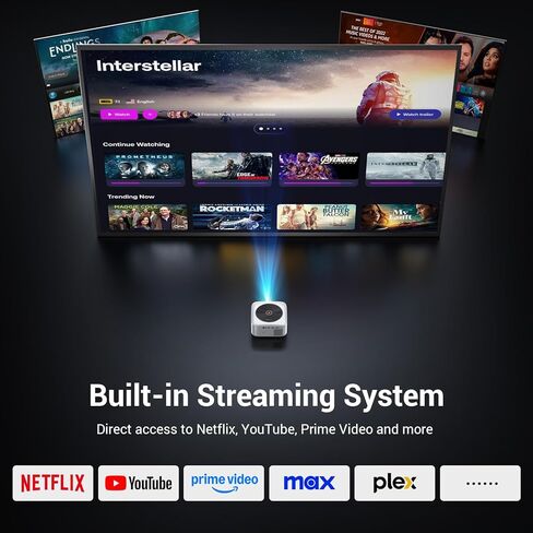 جهاز عرض HAPPRUN Native 1080P، جهاز عرض أفلام محمول خارجي 9500 لتر مع شاشة 100 بوصة، يدعم 4K وبلوتوث مع جهاز عرض متوافق مع iOS، Android، HDMI، USB، AV، TV Stick، PS5 in Kuwait
