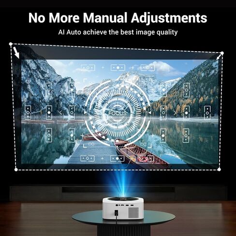 جهاز عرض HAPPRUN Native 1080P، جهاز عرض أفلام محمول خارجي 9500 لتر مع شاشة 100 بوصة، يدعم 4K وبلوتوث مع جهاز عرض متوافق مع iOS، Android، HDMI، USB، AV، TV Stick، PS5 in Kuwait