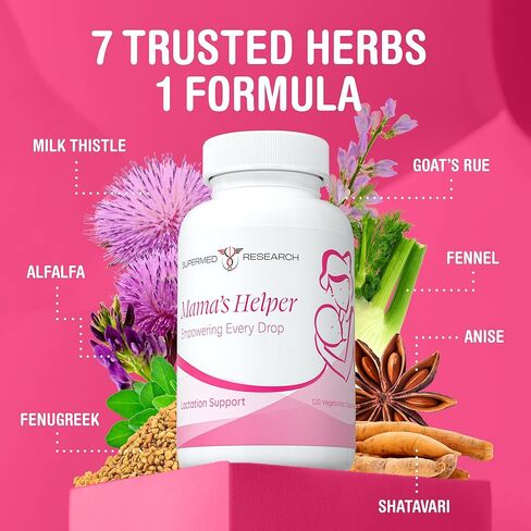 Lactation Supplement to Increase Milk Supply for Breastfeeding with Goat's Rue, Fenugreek, Alfalfa, Fennel, Shatavari, Milk Thistle – Supports Breastmilk Production (120 Capsules) in Kuwait