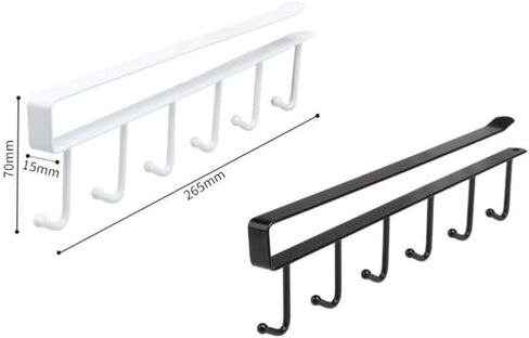 1Pcs Kitchen Hooks for Hanging Under Shelf - Under-Shelf Hanging Organizer with 6 Hooks for Cabinet Storage & Home Organization (Black) in Kuwait