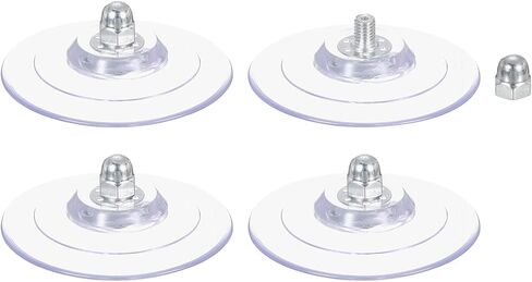 UXCELL 4 Packs Suction Cups for Glass, 85mm/3.3" Dia Clear PVC & Zinc Alloy Window Glass Suction Sucker Pads with M8 x 23mm Screw in Kuwait