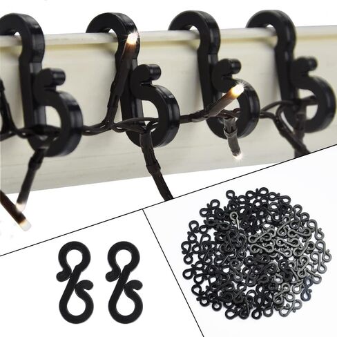 60 Pcs Black Gutter Hooks for Christmas Lights Outdoor, Gutter Clips for Fixing Christmas Meteor Shower Icicle Lights on Wedding Halloween Xmas Decorations Outdoor Party Garden Tree Window in Kuwait