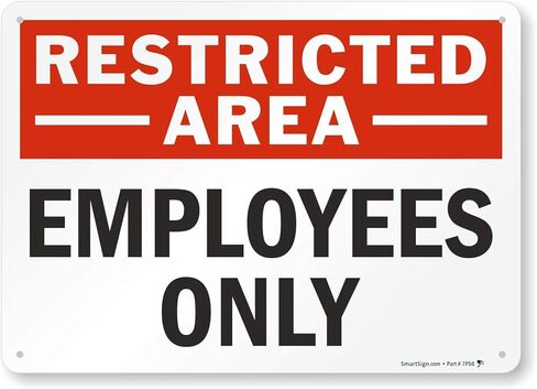SmartSign 10 × 14 بوصة "منطقة محظورة - للموظفين فقط" لافتة معدنية، 40 مل ألومنيوم مصفح مقاوم للصدأ، أحمر، أسود وأبيض، صنع في الولايات المتحدة الأمريكية in Kuwait