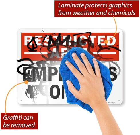 SmartSign 10 × 14 بوصة "منطقة محظورة - للموظفين فقط" لافتة معدنية، 40 مل ألومنيوم مصفح مقاوم للصدأ، أحمر، أسود وأبيض، صنع في الولايات المتحدة الأمريكية in Kuwait