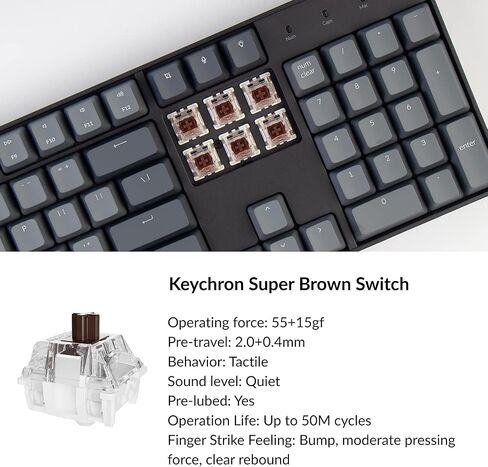 لوحة مفاتيح ميكانيكية للألعاب Keychron K10 كاملة الحجم تعمل بتقنية البلوتوث ولاسلكية/USB سلكية لأجهزة Mac مع مفتاح Gateron G Pro Brown Switch/تعدد المهام/إضاءة خلفية RGB 104 مفاتيح للكمبيوتر المحمول الذي يعمل بنظام Windows in Kuwait
