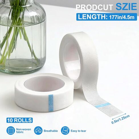 10 Rolls First Aid Tape, Non-Woven Surgical Tape for Wound Dressing, Hypoallergenic Breathable Medical Tape for Sensitive Skin, Easy Tear & Individually Wrapped Rolls for First Aid Kits in Kuwait