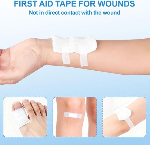 10 Rolls First Aid Tape, Non-Woven Surgical Tape for Wound Dressing, Hypoallergenic Breathable Medical Tape for Sensitive Skin, Easy Tear & Individually Wrapped Rolls for First Aid Kits in Kuwait