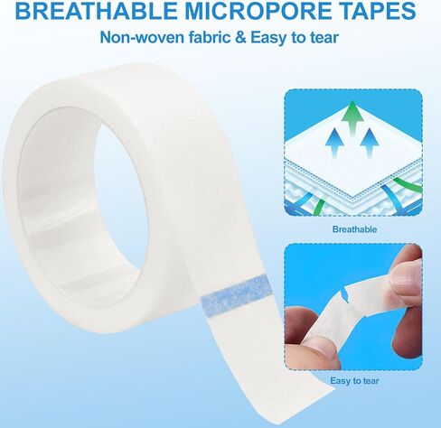 10 Rolls First Aid Tape, Non-Woven Surgical Tape for Wound Dressing, Hypoallergenic Breathable Medical Tape for Sensitive Skin, Easy Tear & Individually Wrapped Rolls for First Aid Kits in Kuwait