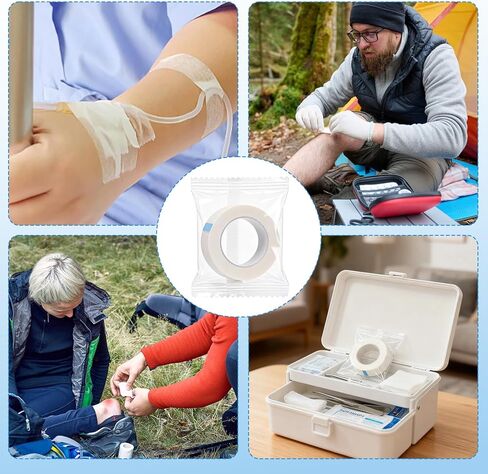10 Rolls First Aid Tape, Non-Woven Surgical Tape for Wound Dressing, Hypoallergenic Breathable Medical Tape for Sensitive Skin, Easy Tear & Individually Wrapped Rolls for First Aid Kits in Kuwait