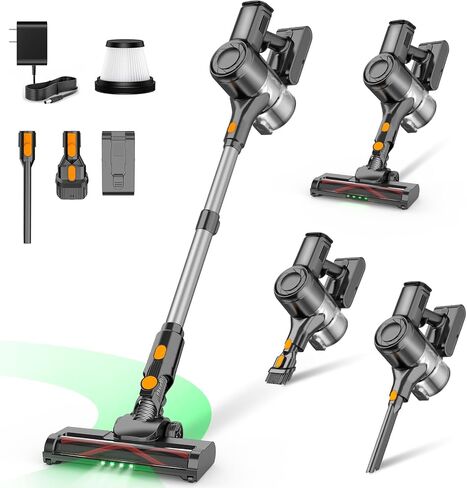 HOLOGO Cordless Vacuum Cleaner,40 Mins Runtime Lightweight Stick Vacuum Cordless,Self-Standing,Powerful Suction, Anti-Tangle Brush,Rechargeable Battery Vacuum for Carpet,Pet Hair,Hardwood Floor in Kuwait