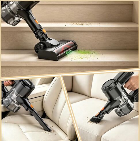 HOLOGO Cordless Vacuum Cleaner,40 Mins Runtime Lightweight Stick Vacuum Cordless,Self-Standing,Powerful Suction, Anti-Tangle Brush,Rechargeable Battery Vacuum for Carpet,Pet Hair,Hardwood Floor in Kuwait