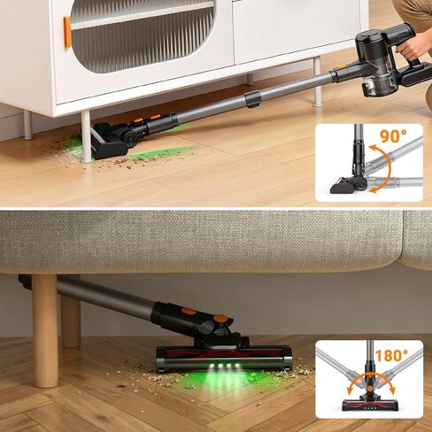 HOLOGO Cordless Vacuum Cleaner,40 Mins Runtime Lightweight Stick Vacuum Cordless,Self-Standing,Powerful Suction, Anti-Tangle Brush,Rechargeable Battery Vacuum for Carpet,Pet Hair,Hardwood Floor in Kuwait