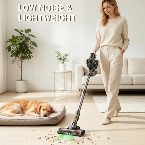 HOLOGO Cordless Vacuum Cleaner,40 Mins Runtime Lightweight Stick Vacuum Cordless,Self-Standing,Powerful Suction, Anti-Tangle Brush,Rechargeable Battery Vacuum for Carpet,Pet Hair,Hardwood Floor in Kuwait
