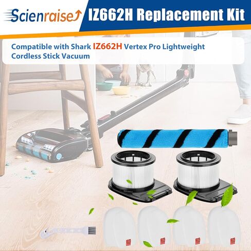 IZ662H Filter Replacement Kit Compatible with shark IZ662H Vertex Pro Lightweight Vacuum-1 Brush, 2 Pack HEPA Filters and 4 Foam Felt Kit in Kuwait