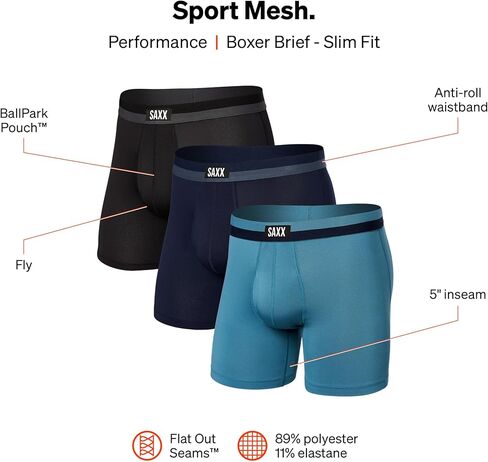 SAXX Underwear Co. Men's Underwear with Pouch Sport Mesh Boxer Brief Fly 3Pk in Saudi Arabia