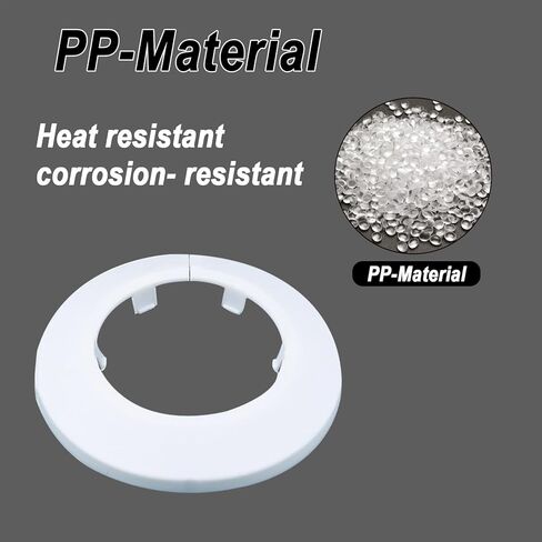 50mm Pipe Cover Decoration; Fit 1.97" Outer Diameter Pipe/Hole; White PP Plastic Escutcheon Collar; Snap-on Water Escutcheon Plate for Bathroom Kitchen Wall Tube Decor 1 Piece in Kuwait