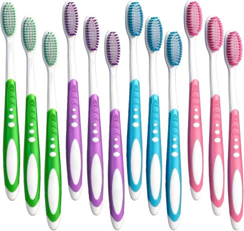 Soft Toothbrushes for Adults, 12 Pack Extra Soft Manual Toothbrush Bulk for Sensitive Gums & Teeth, Gentle Oral Care Set, Individually Wrapped Manual Toothbrush for Family, Home, Travel in Kuwait