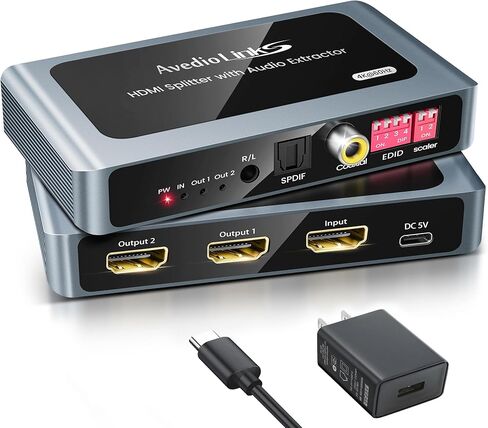مقسم HDMI 4K 1 في 4 مخرج، روابط avedio 1x4 HDMI Splitter شاشة مكررة/مرآة، 4 منافذ HDMI مقسم يدعم 4Kx2K@30 هرتز ثلاثي الأبعاد لـ PS5، Roku، TV Box - مصدر واحد إلى 4 شاشات عرض in Saudi Arabia