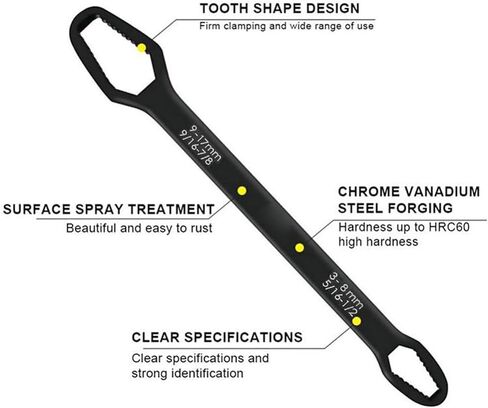 4Pcs Universal Car Torx Wrench, Universal Torx Wrench, Universal Wrench Double-Head Self-Tightening Adjustable Wrench for Home Car Bicycle Repair in Kuwait