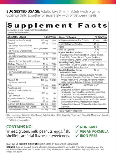 قوس قزح لايت - أكثر من 50 قرصًا صغيرًا من الفيتامينات الغذائية - تركيبة مضادة للشيخوخة وتركيبة بروبيوتيك ومضادات الأكسدة؛ الفيتامينات والمعادن تدعم المناعة والقلب والجلد والعين والعظام والبروستاتا - 180 قرصًا in Kuwait