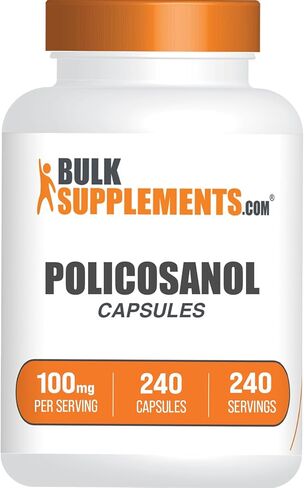 BulkSupplements.com كبسولات بوليكوسانول - من قصب السكر، بوليكوسانول 100 ملغ - خالية من الغلوتين، كبسولة واحدة لكل وجبة، 240 كبسولة (عبوة من 1) in Kuwait