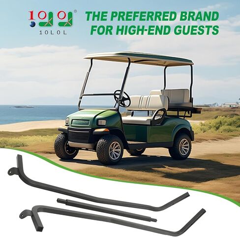 10L0L دعامات دعامة السقف الأمامي لعربة الجولف لسيارة Club Car DS 2000-Up، مجموعة كاملة مع البطانات الفولاذية شديدة التحمل in Kuwait