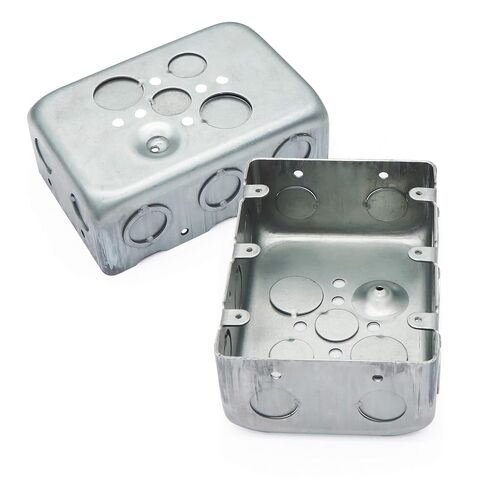 1 Pack Three Gang Multi Device Switch Box, 5.8" L X 4.1" W, 2.2" Deep Metal Electrical Box, 6-TKO's & 4-1/2"KO's Side KO, 2-1/2" & 2-3/4" Bottom KO, Raised Gound Hump, Galvanized in Saudi Arabia