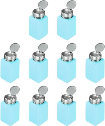 HARFINGTON 10pcs Solvent Alcohol Dispenser 180ml(6oz) Nail Polish Remover Push Down Liquid Dispenser Pump Bottle with Stainless Steel Press Head for Acetone Solution, White in Kuwait
