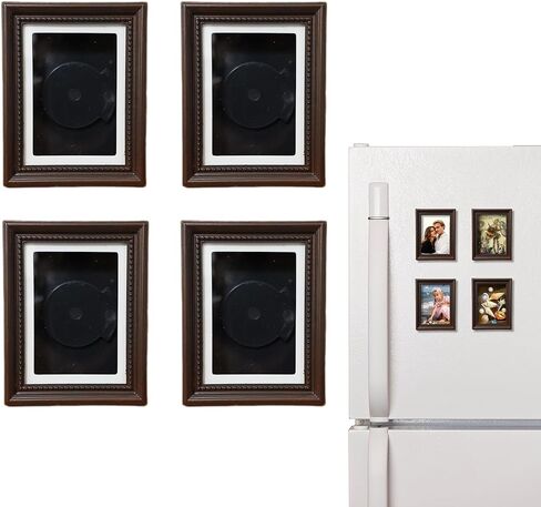 4 Pack Magnetic Picture Frames for Refrigerator - 3.6"x3" Vintage Photo Frames(Photo Size: 3"x2"), Antique Ornate, Paintings, Home & Office Decorative Gift (Gold style 2) in Saudi Arabia