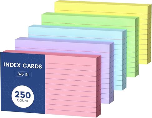 بطاقات 3x5 بطاقات الفهرس الملونة الملونة ، 250 جهاز كمبيوتر محكم بطاقات الفهرس 3x5 ، بطاقات فلاش فهرس مبطنة 3 × 5 ، بطاقات فلاش ملونة للدراسة ، تصطف على الأمام ، فارغة على الخلف ، بطاقات الوصفة 3x5 ، بطاقات غير متوفرة للمكتب in Saudi Arabia
