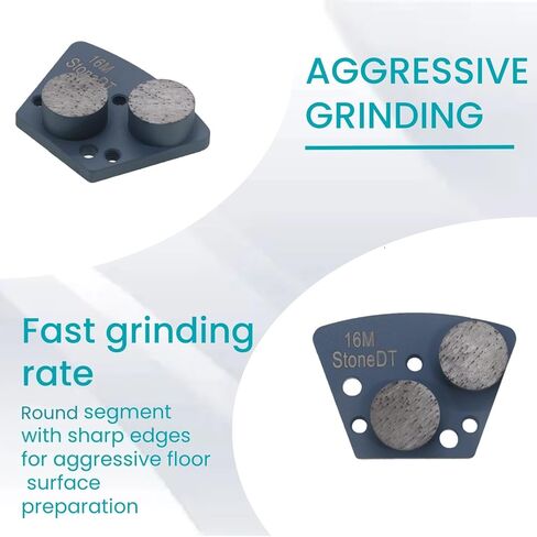 Diamond Grinding Shoes, Trapezoid Concrete Grinding Disc Fit with Diamatic/Sase/CPS Grinders, Double Round Segs, 16 Grit Medium Bond, Pack of 9 in Saudi Arabia