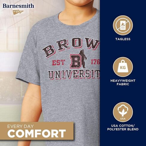 تي شيرت Barnesmith NCAA للشباب للجنسين بأكمام قصيرة، 100% قطن، شعار عتيق، ملون in Saudi Arabia
