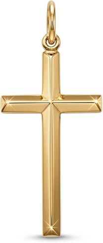 Gold Cross Charm Pendant - 10 Karat Gold - 3D Puffed Cross Pendant - Religious Cross Charm - Cross Jewelry - Two Sided Cross - Comes in Two Sizes in Saudi Arabia