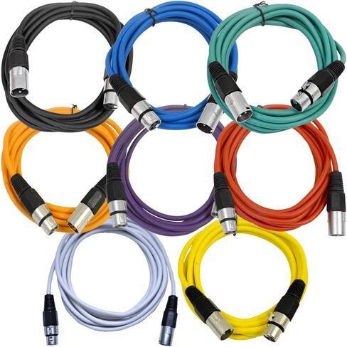 Seismic Audio - SAXLX-10-Multi - 8 Pack of Colored 10 Foot XLR Patch Cables - 10' Mic Cable Cords in Kuwait