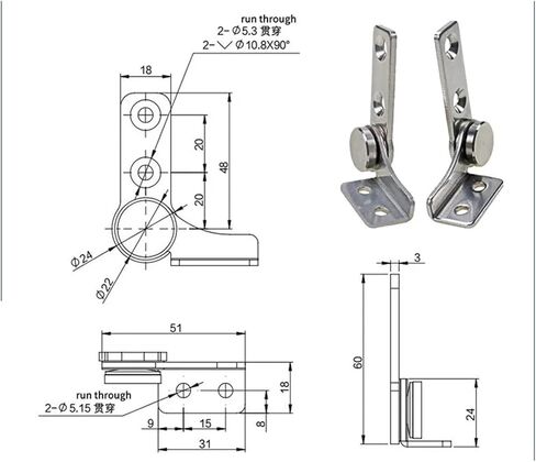 304 Stainless Steel No-Adjustable Torque Positionable Damping Hinge 1Pcs(18 X 88mm-L and R-B) in Saudi Arabia
