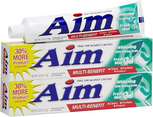 Aim Whitening Toothpaste Mint Gel, 5.5 oz by Aim (Pack of 3) in Kuwait