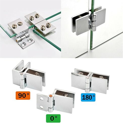 Glass Door Hinges Shower Glass Door Hinge Bathroom Accessories No-Hole Glass Door Hinges for Display Cabinet Hinges(90 Degree) in Saudi Arabia