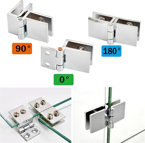 Glass Door Hinges Shower Glass Door Hinge Bathroom Accessories No-Hole Glass Door Hinges for Display Cabinet Hinges(90 Degree) in Saudi Arabia