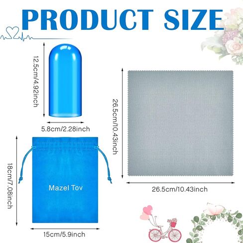 Suclain Jewish Wedding Glass Breaking Kit Blue Color Glass Vessel Engagement Gift with Drawstring Bag for Jewish Style Wedding(Blue,2 Pcs) in Saudi Arabia