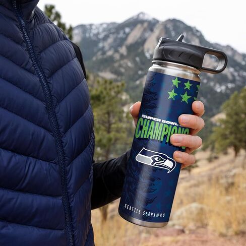 Rico Industries NFL Football Seattle Seahawks 2026 Super Bowl LX Champions 22oz Stainless Steel Tumbler with Lid - Great For Coffee, Tea, Water or Cocktails in Saudi Arabia