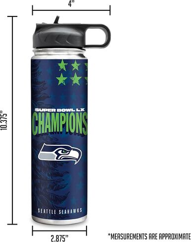 Rico Industries NFL Football Seattle Seahawks 2026 Super Bowl LX Champions 22oz Stainless Steel Tumbler with Lid - Great For Coffee, Tea, Water or Cocktails in Saudi Arabia