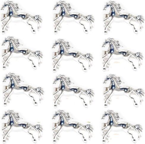 Alloy Horses Napkin Ring Set of 12 Metal Animal Napkin Buckle for Wedding,Parties, Dinners, Christmas, Holidays Decor, Silver in Kuwait