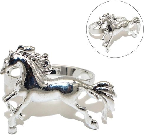 Alloy Horses Napkin Ring Set of 12 Metal Animal Napkin Buckle for Wedding,Parties, Dinners, Christmas, Holidays Decor, Silver in Kuwait