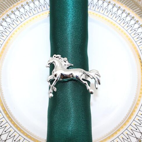 Alloy Horses Napkin Ring Set of 12 Metal Animal Napkin Buckle for Wedding,Parties, Dinners, Christmas, Holidays Decor, Silver in Kuwait