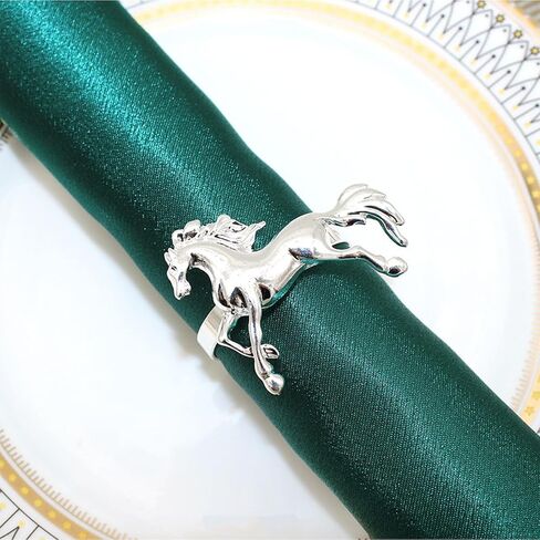 Alloy Horses Napkin Ring Set of 12 Metal Animal Napkin Buckle for Wedding,Parties, Dinners, Christmas, Holidays Decor, Silver in Kuwait