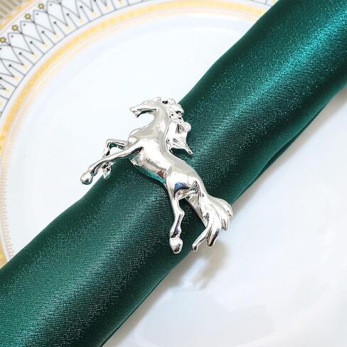 Alloy Horses Napkin Ring Set of 12 Metal Animal Napkin Buckle for Wedding,Parties, Dinners, Christmas, Holidays Decor, Silver in Kuwait