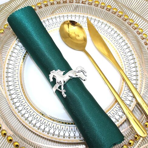 Alloy Horses Napkin Ring Set of 12 Metal Animal Napkin Buckle for Wedding,Parties, Dinners, Christmas, Holidays Decor, Silver in Kuwait