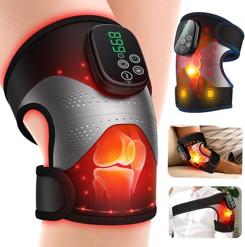 Knee Massager with Heat and Red Light Therapy, Knee Brace with Vibration, 5000mah Wireless Cordless,660nm & 850nm Red Light Therapy Adjustable Knee Wrap for Knee/Elbow/Shoulder Pain Relief in Kuwait
